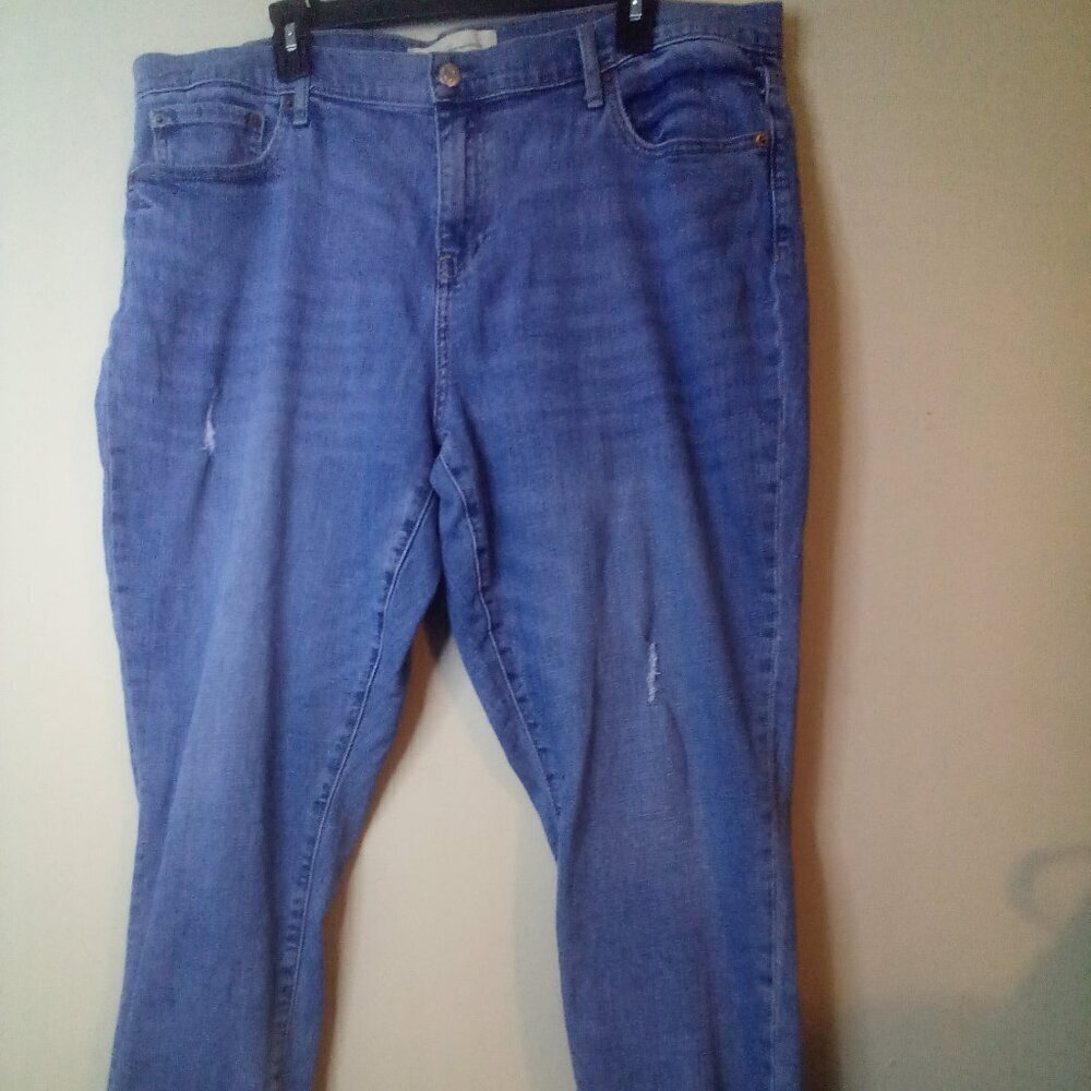 Gap Jeans Women 34 Best Girlfriend Distressed Ankle Cropped Blue